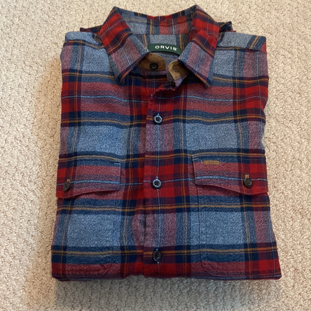 Orvis Elk Creek jaspé flannel.  Size M. Super comfortable!